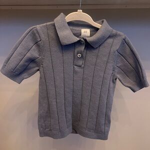 H&M Boys 2T Blue Gray Knit Polo Shirt